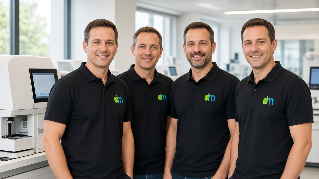 Techniciens Diamécal en polo noir